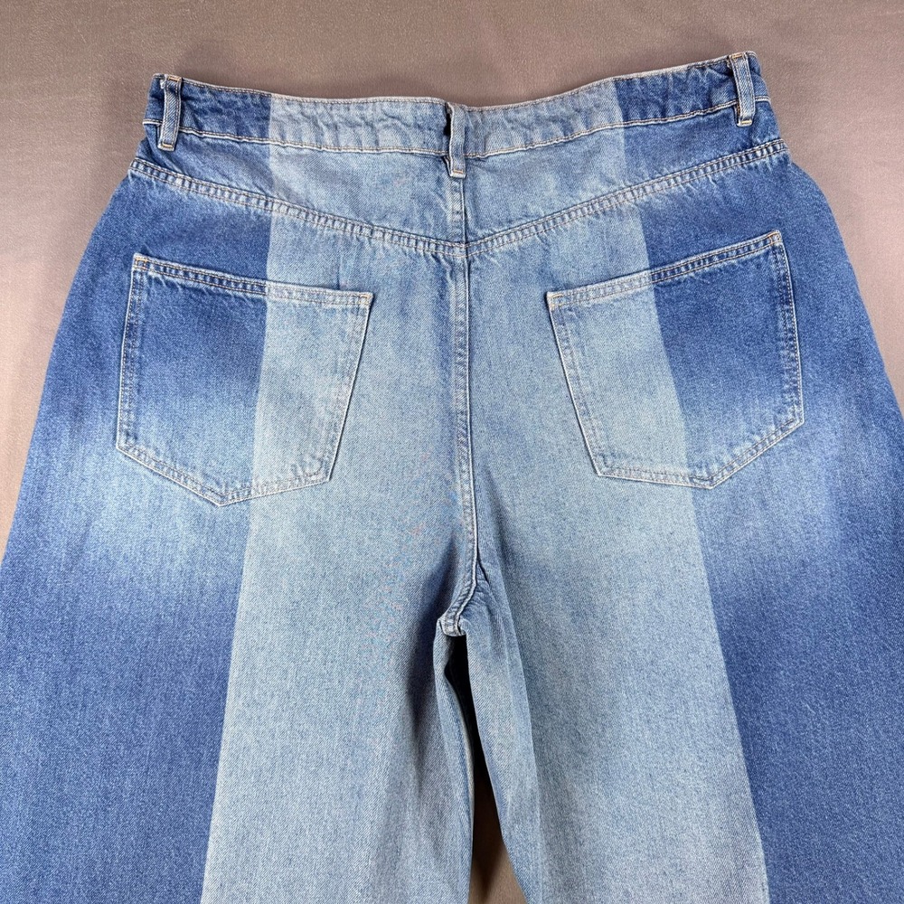 ASOS DESIGN Panelled Wide Leg Jeans Womens 14 Blue Two Tone Streetwear Casual - Picture 3 of 8